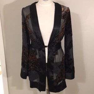 Burnout velvet jacket with satin trim